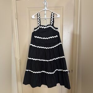 Japna Black and White Tiered Kids Dress